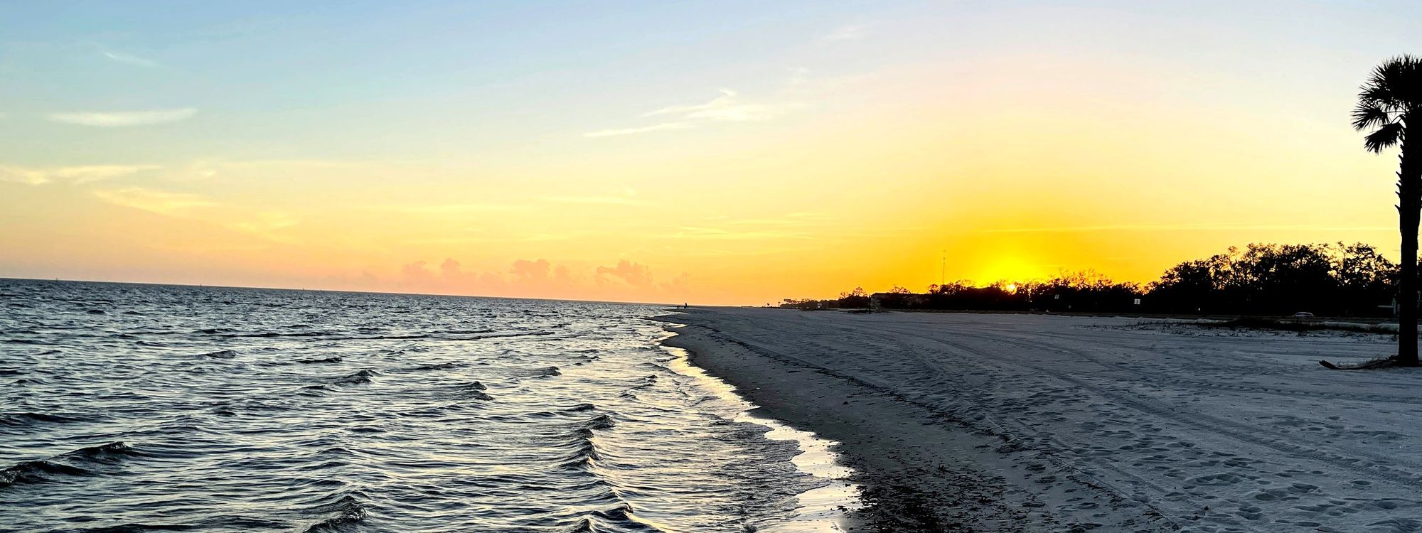 Sunset at the beach in Gulfport, Mississippi