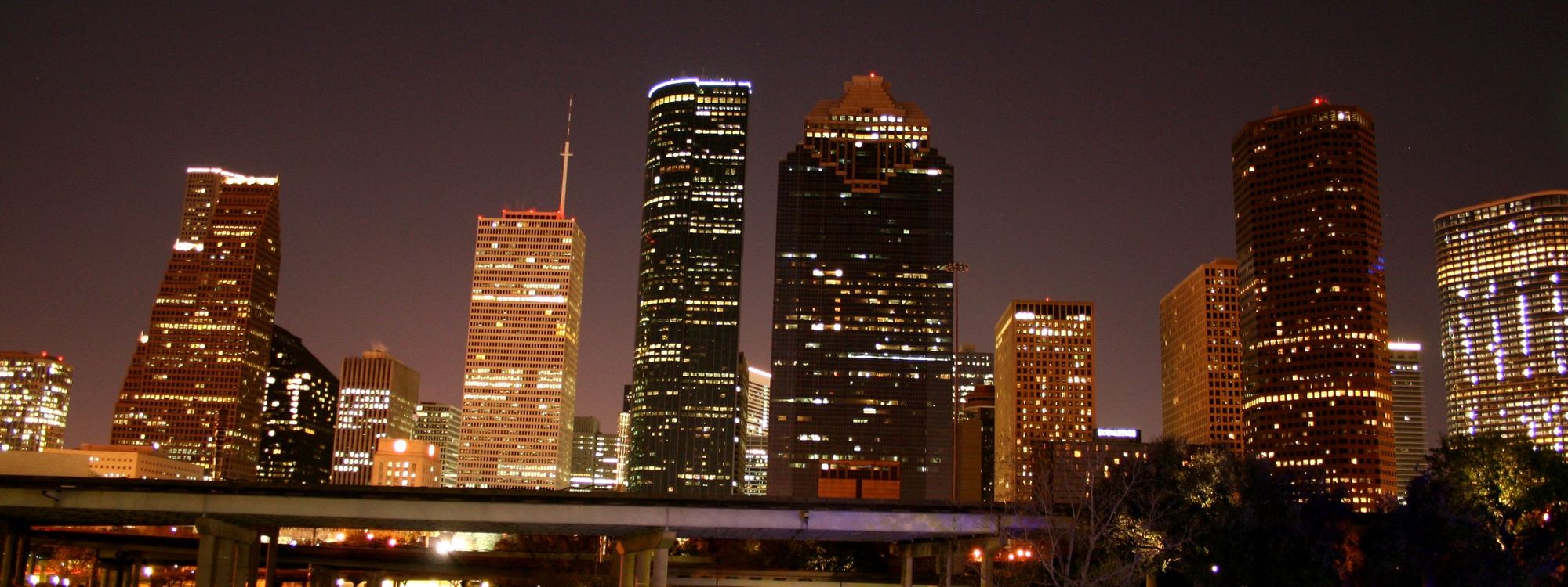 Downtown Houston skyline at night