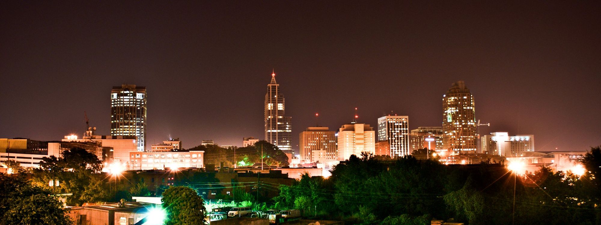 Downtown Raleigh skyline at night