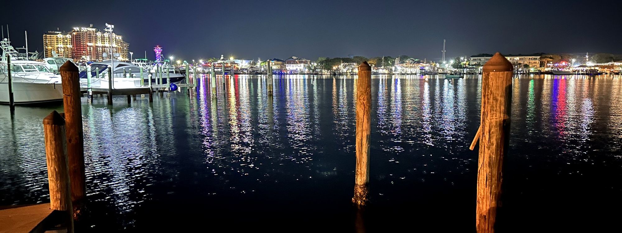 Destin harbor at night